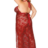 Dreamgirl Plus Lace Halter Gown with Matching G-String