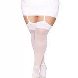Dreamgirl Plus "Bride" Sheer Thigh Highs with Rhinestone Seams