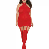Dreamgirl Plus Sheer Garter Bodystocking with Thigh High