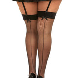 Dreamgirl Plus Fishnet Thigh High Stockings with Back Seam