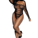 Dreamgirl Plus Black Long Sleeve Bodysuit