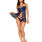 Dreamgirl Fishnet & Lace Fly-A-Way Front Babydoll Set