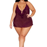 Dreamgirl Plus Cherry Lacquer Robe & Chemise