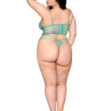 Dreamgirl Plus Lace Cropped Bustier & Thong - Agate