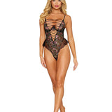 Dreamgirl Floral Lace Black Teddy