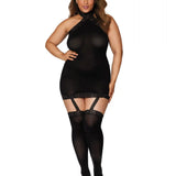 Dreamgirl Plus Sheer Garter Bodystocking with Thigh High