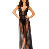 Dreamgirl Mosaic Lace Teddy & Sheer Skirt