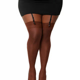 Dreamgirl Plus Size Sheer Thigh High Stockings with Back Seam