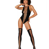Dreamgirl Opaque Seamless Criss-Cross Teddy and Matching Stockings Set