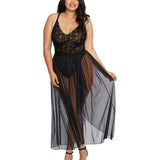 Dreamgirl Plus Mosaic Lace Teddy & Sheer Skirt
