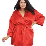 Dreamgirl Plus Size Satin Robe & Chemise Set