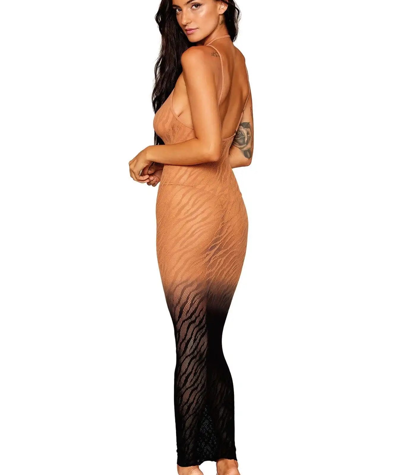 Dreamgirl Seamless Zebra Knit Ombre Bodystocking Gown