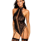 Dreamgirl Lace Teddy Bodystocking with Criss-Cross Detailing