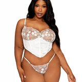 Dreamgirl Plus Satin and 3D Embroidery Bustier and G-string Set