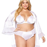 Dreamgirl Plus Matte Satin Robe, Bralette, and Thong Set