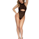 Dreamgirl Mesh Halter Neck Teddy - Black