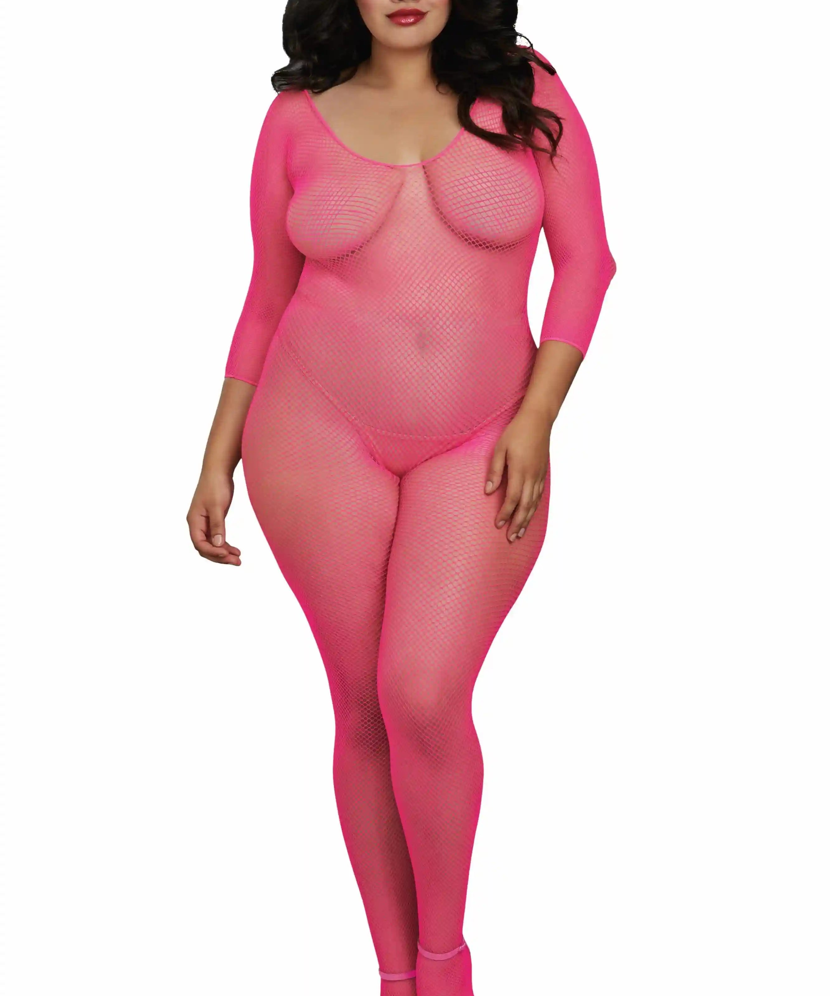 Dreamgirl Plus Fishnet Open Crotch Bodystocking