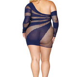 Dreamgirl Plus Seamless Long Sleeve Asymmetical Chemise