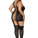 Dreamgirl Plus Rose Lace Gartered Bodystocking