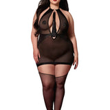 Dreamgirl Plus Black Fetish Garter Slip & Flogger