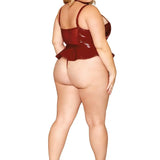 Dreamgirl Plus Vinyl Peplum Bustier, Collar, and G-String Set