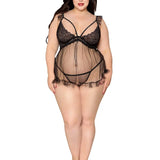 Dreamgirl Plus Black Babydoll & G-String Set
