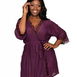 Dreamgirl Plus Size Stretch Mesh Chemise & Robe Set