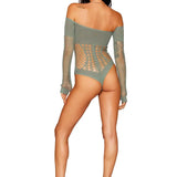Dreamgirl Seamless Long Sleeve Teddy with Removeable Chain