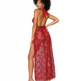 Dreamgirl Lace Halter Gown with Matching G-String