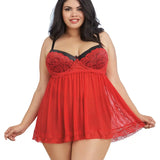 Dreamgirl Plus Size Contrast Lace Overlay Babydoll
