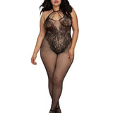Dreamgirl Plus Fishnet Bodystocking with Knitted 'Teddy' Design