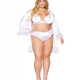 Dreamgirl Plus Matte Satin Robe, Bralette, and Thong Set