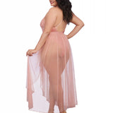 Dreamgirl Plus Mosaic Lace Teddy & Sheer Skirt