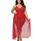 Dreamgirl Plus Mosaic Lace Teddy & Sheer Skirt