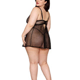 Dreamgirl Plus Black Floral Babydoll & G-String