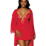 Dreamgirl Stretch Mesh Chemise & Robe Set