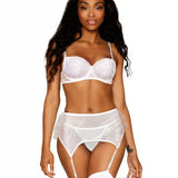 Dreamgirl Sequin Mesh & Rhinestone Bralette, Garter Belt, & G-String Set