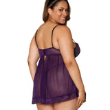Dreamgirl Plus Size Contrast Lace Overlay Babydoll