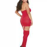 Dreamgirl Plus Sheer Garter Bodystocking with Thigh High