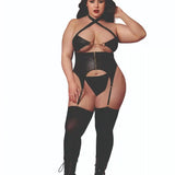 Dreamgirl Plus Black Fetish Bustier & G-String