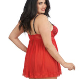 Dreamgirl Plus Size Contrast Lace Overlay Babydoll