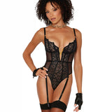 Dreamgirl Stretch Lace and Fishnet Garter Teddy