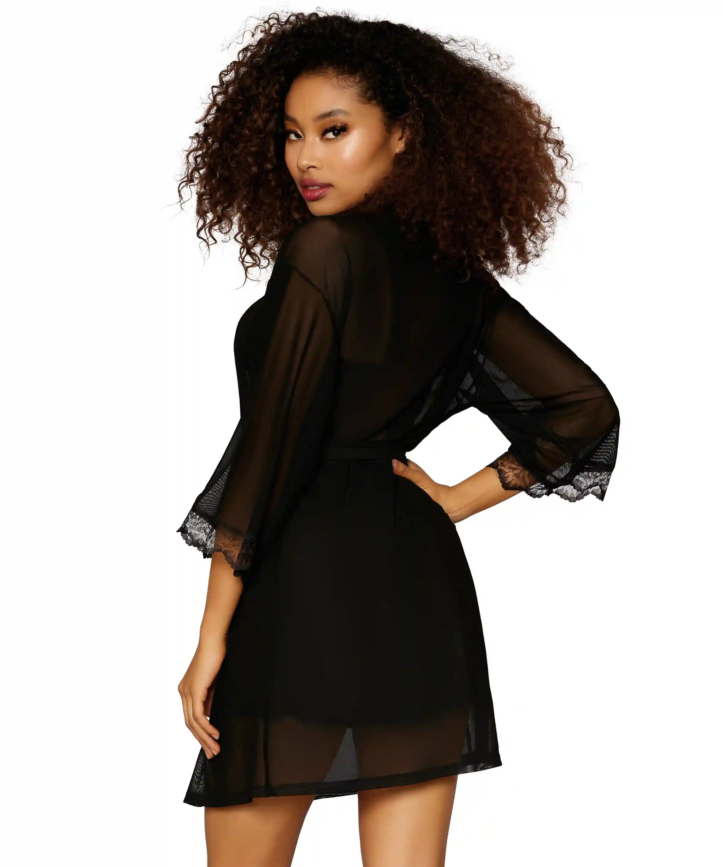 Dreamgirl Stretch Mesh Chemise & Robe Set