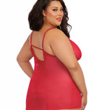 Dreamgirl Plus Size Stretch Mesh Chemise & Robe Set