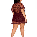 Dreamgirl Plus Cherry Lacquer Robe & Chemise