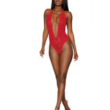 Dreamgirl Heart Back Deep V-Neck Teddy