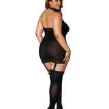 Dreamgirl Plus Sheer Garter Bodystocking with Thigh High