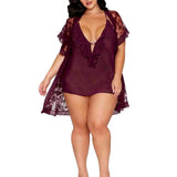 Dreamgirl Plus Cherry Lacquer Robe & Chemise