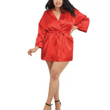 Dreamgirl Plus Size Satin Robe & Chemise Set