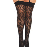 Dreamgirl Plus Size Fishnet Thigh High Stockings with Knitted Leopard Design